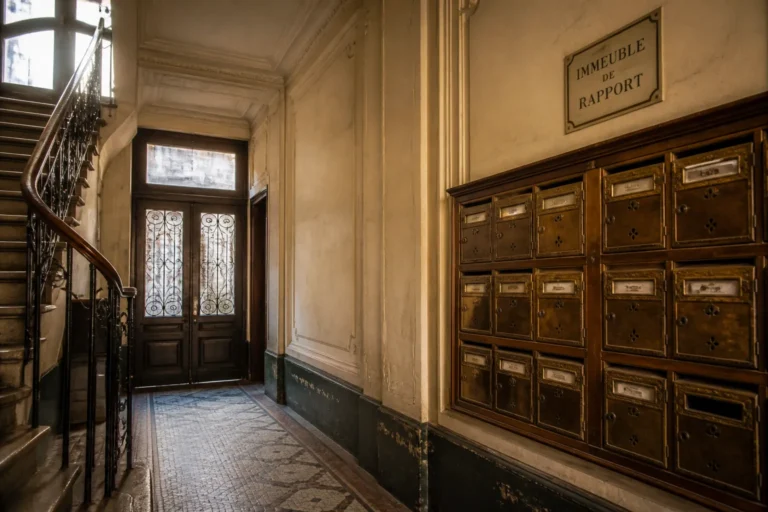 Immeuble locatif avec boites aux lettres anciennes