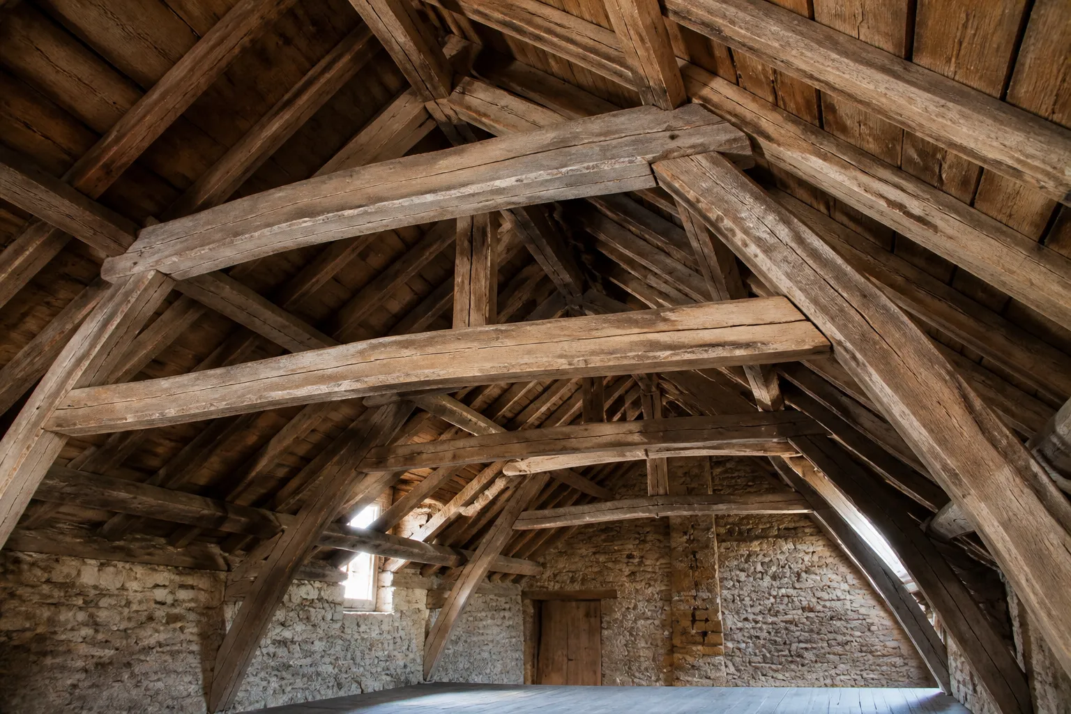 Charpente ancienne d une longere sous combles