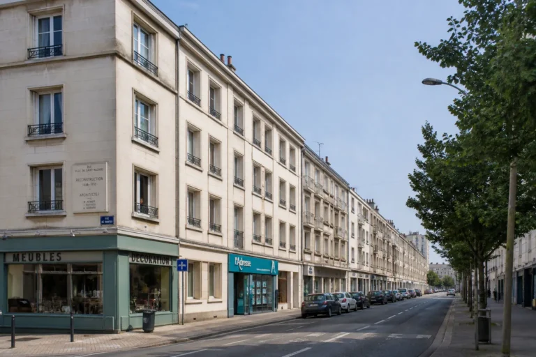 Rue de maisons de la Reconstruction a Saint Nazaire