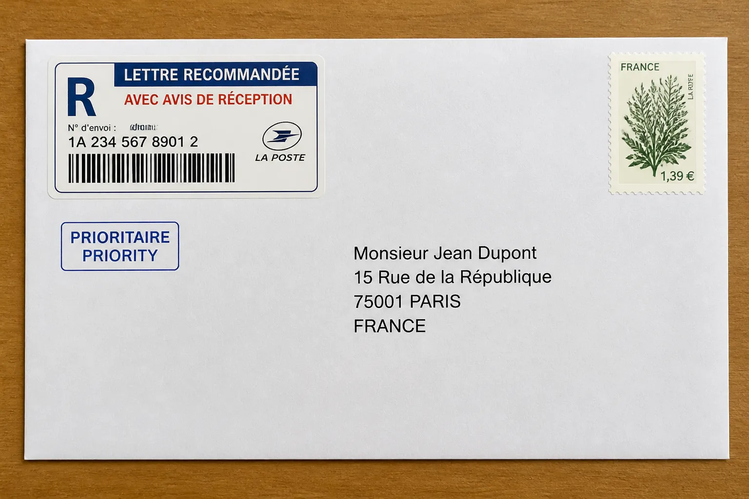 Lettre recommandee prete a poster