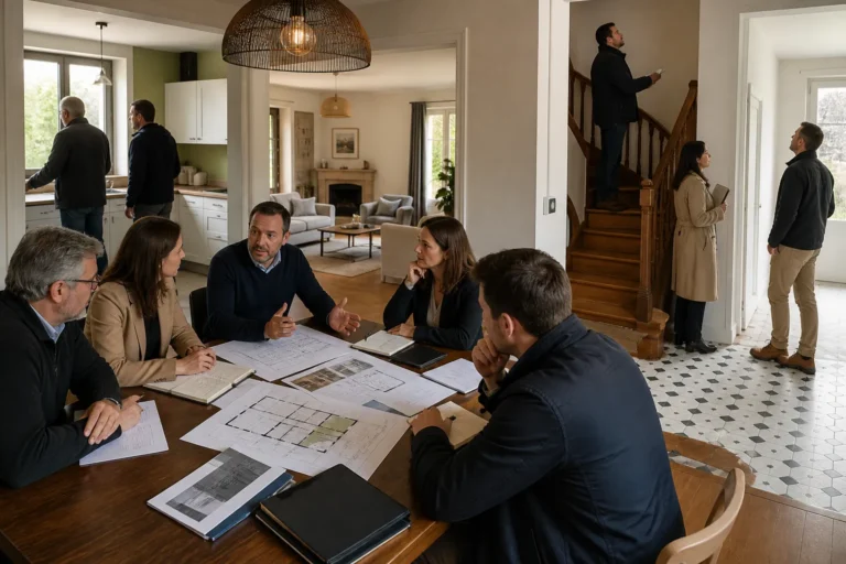 Reunion d expertise dans une maison avec plusieurs parties