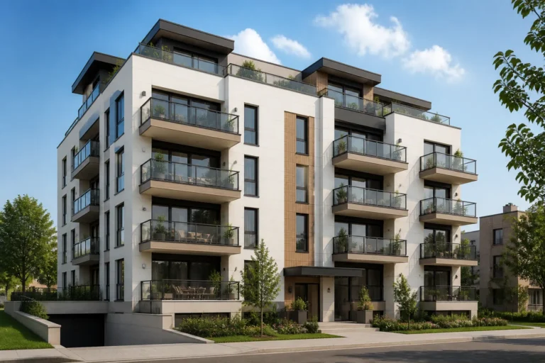 Immeuble residentiel neuf avec balcons