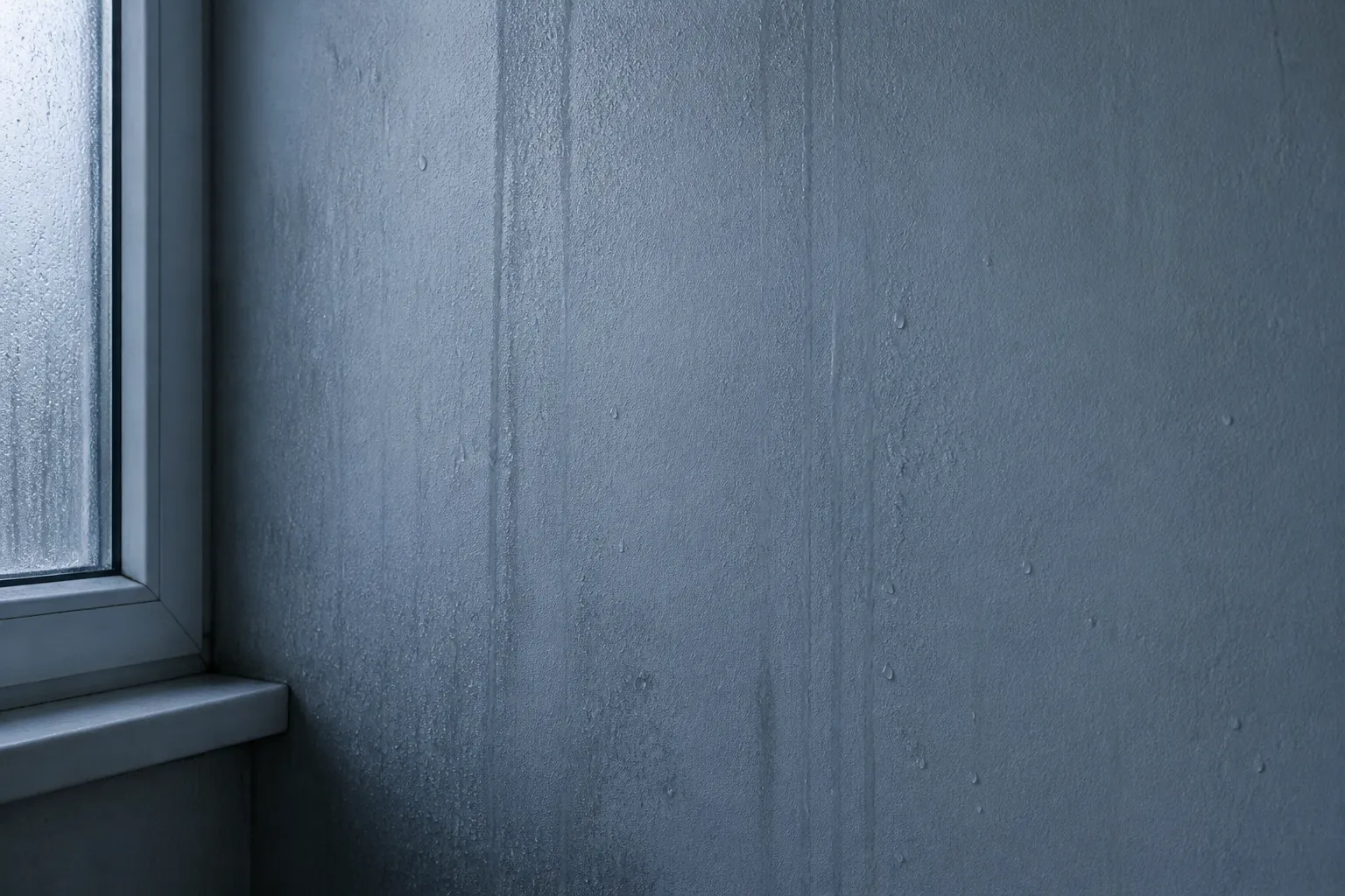 Mur interieur froid avec traces de condensation