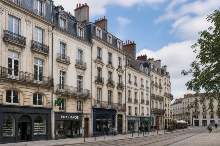 Immeubles anciens alignes dans le centre de Nantes