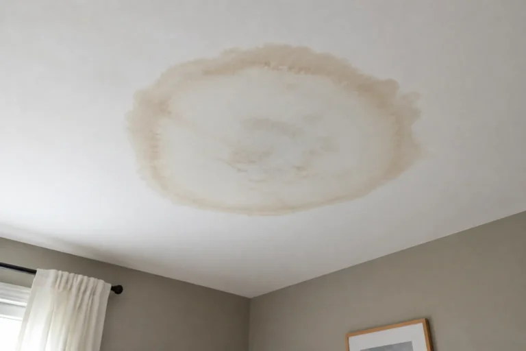 Auréole d infiltration au plafond d une chambre