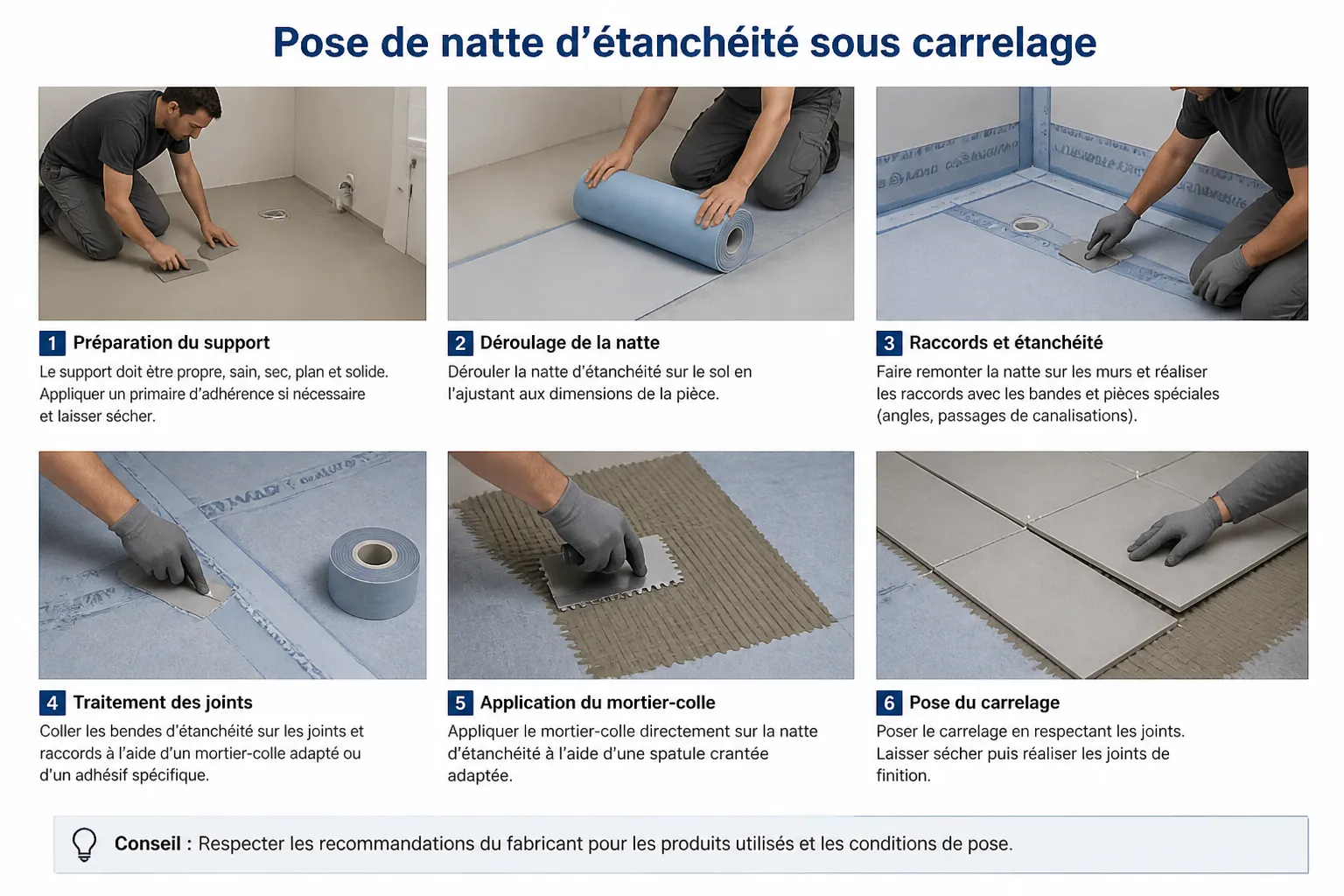 Pose de natte d etancheite sous carrelage