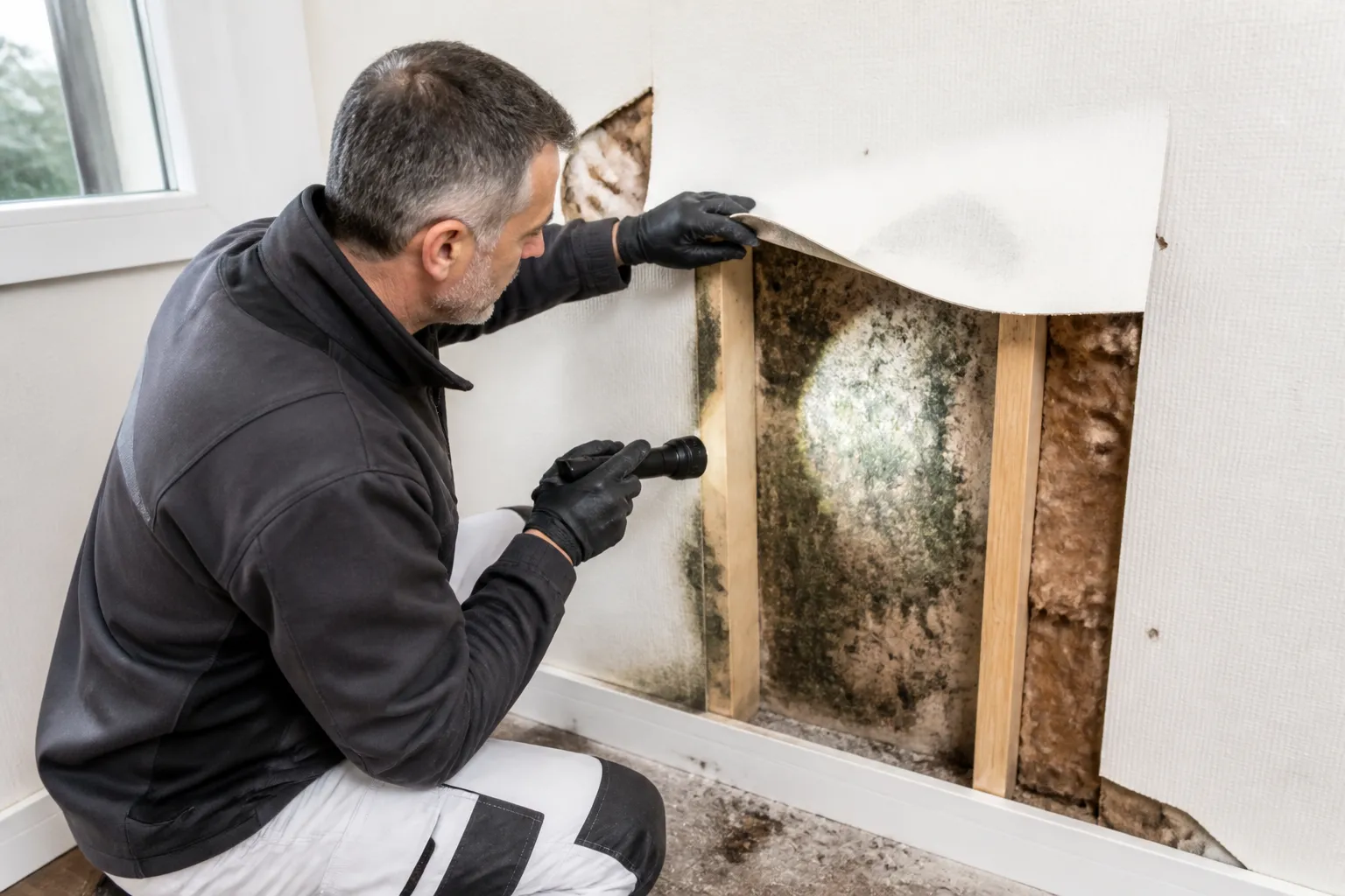 Expert inspectant un logement a la loupe a Saint-Herblain