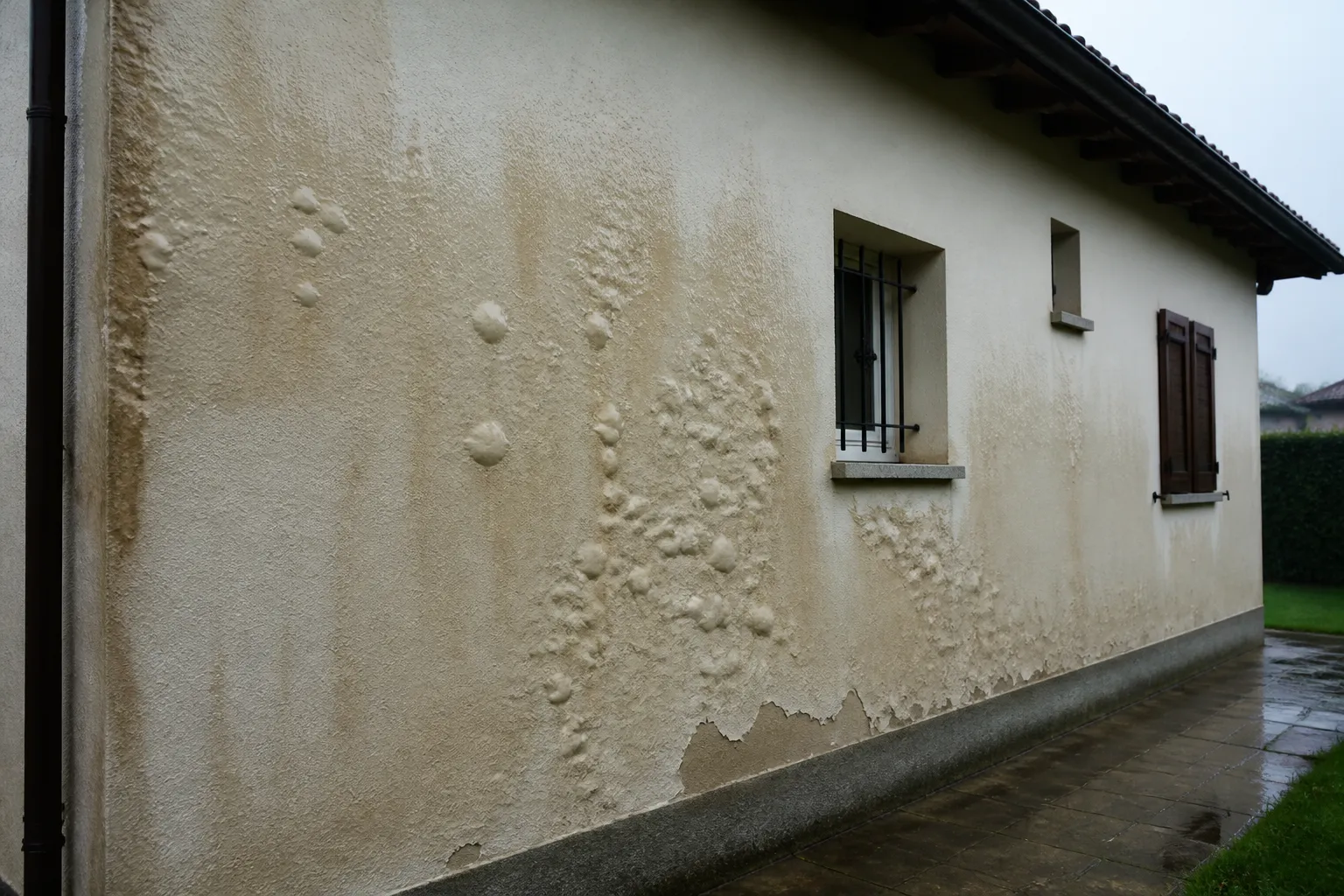 Enduit de facade mouille et cloque cote ouest