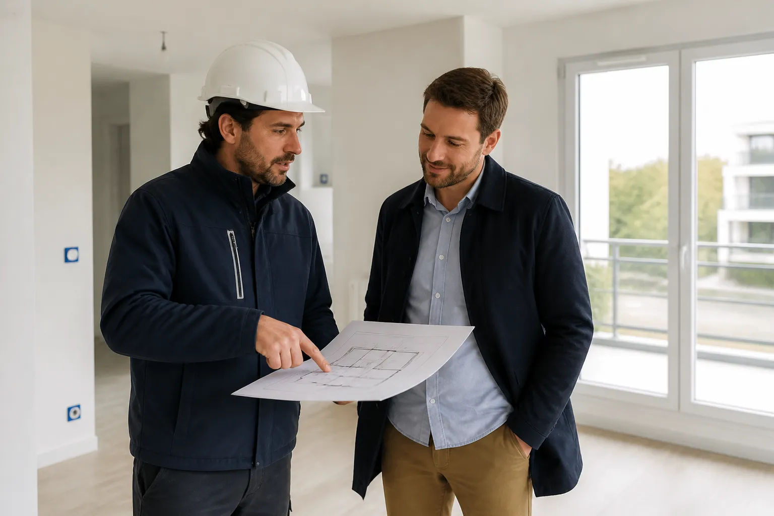 Conducteur de travaux et acquereur dans un logement neuf