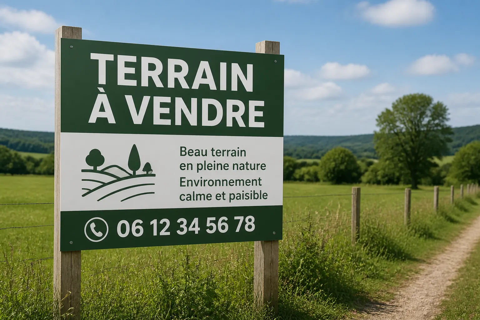 Panneau terrain a vendre en zone rurale